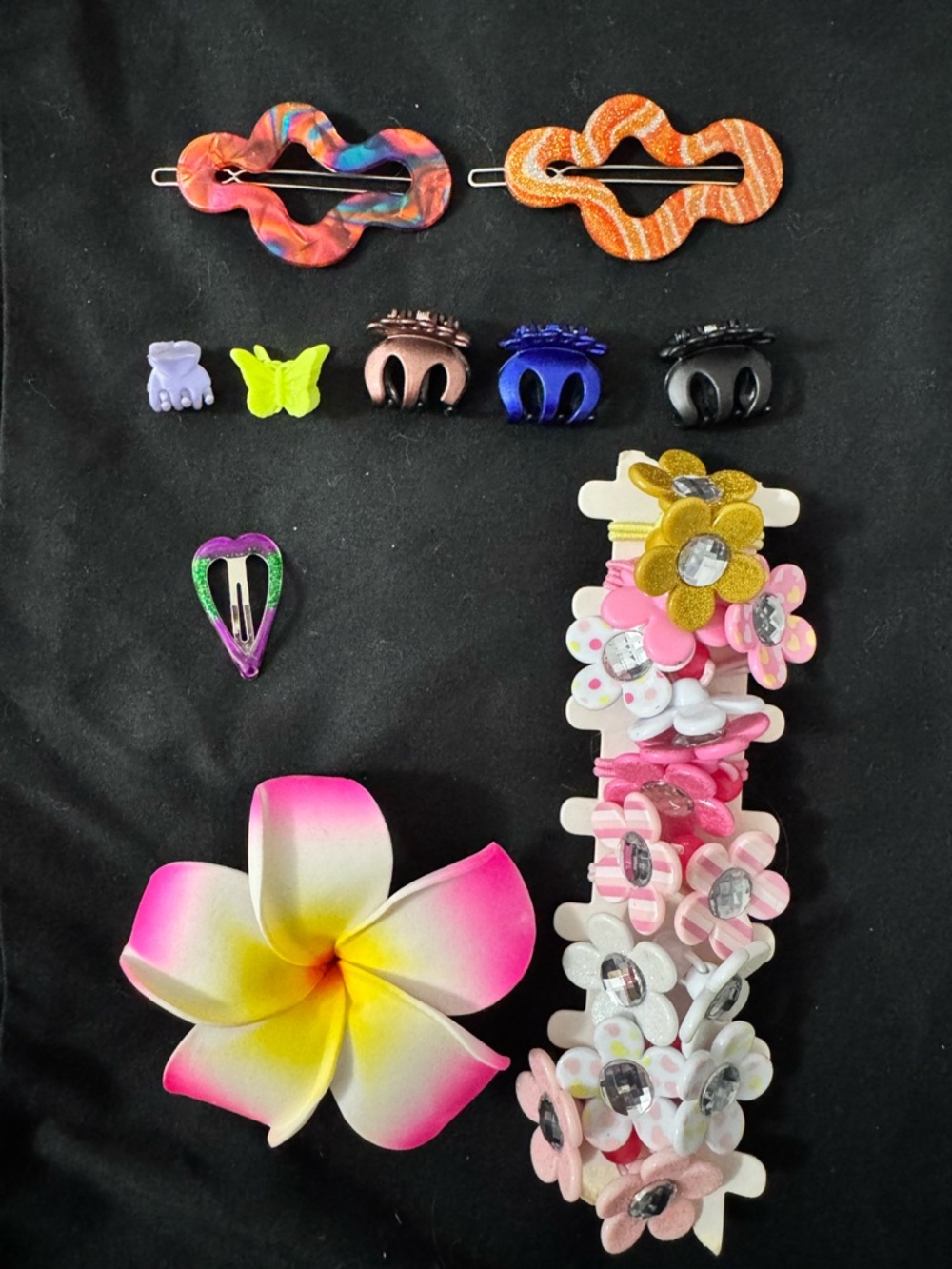 Colorful Floral Hair Clips &hair ties Set Bundle 6 (17pcs)